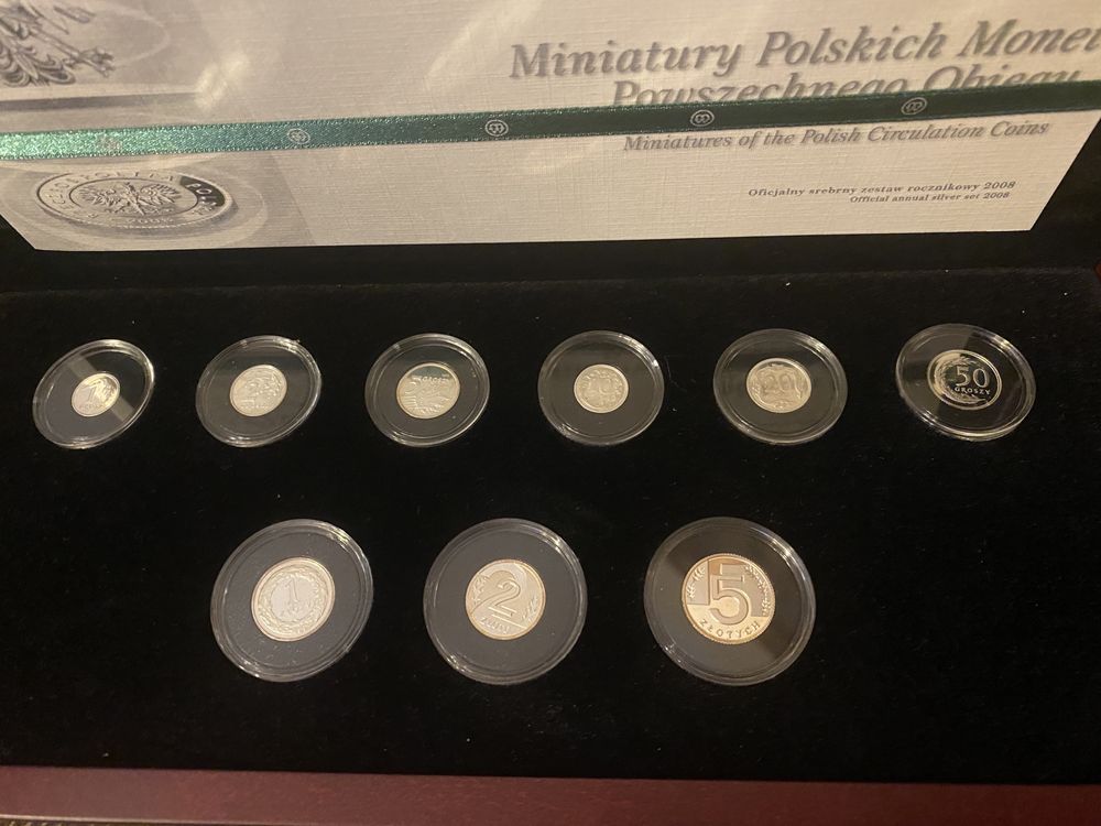 Miniatury Polskich Monet Powszechnego obiegu 2008, srebro, 1000 sztuk