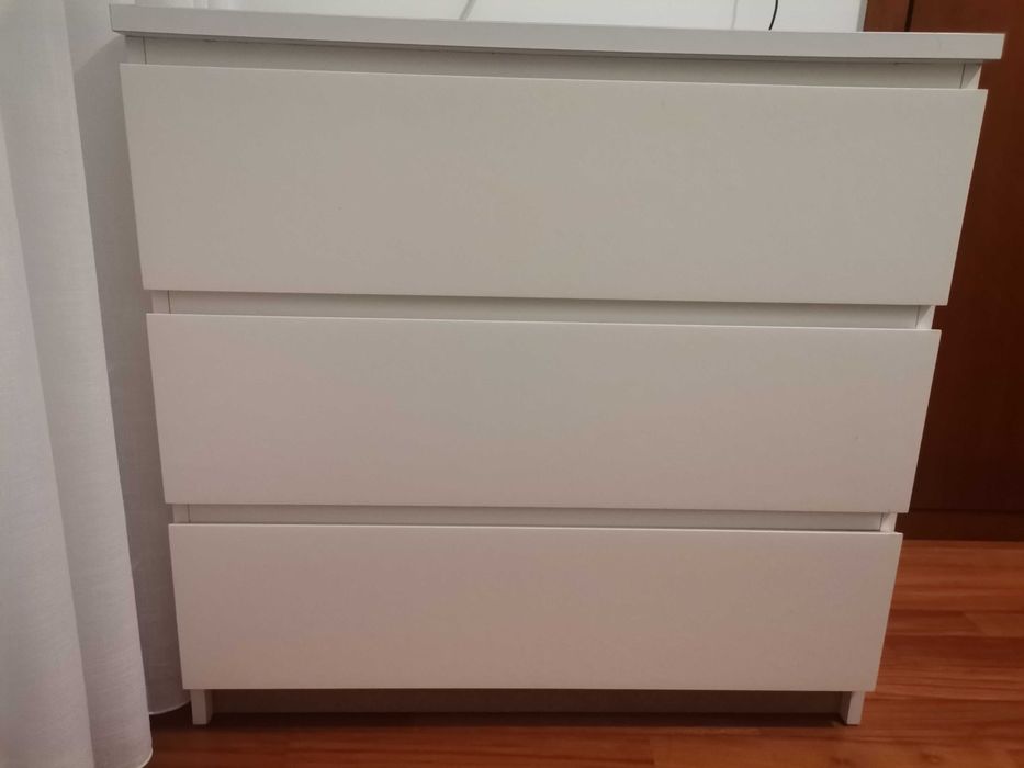 Cómoda com 3 gavetas, branca Malm Ikea 80/75cm
