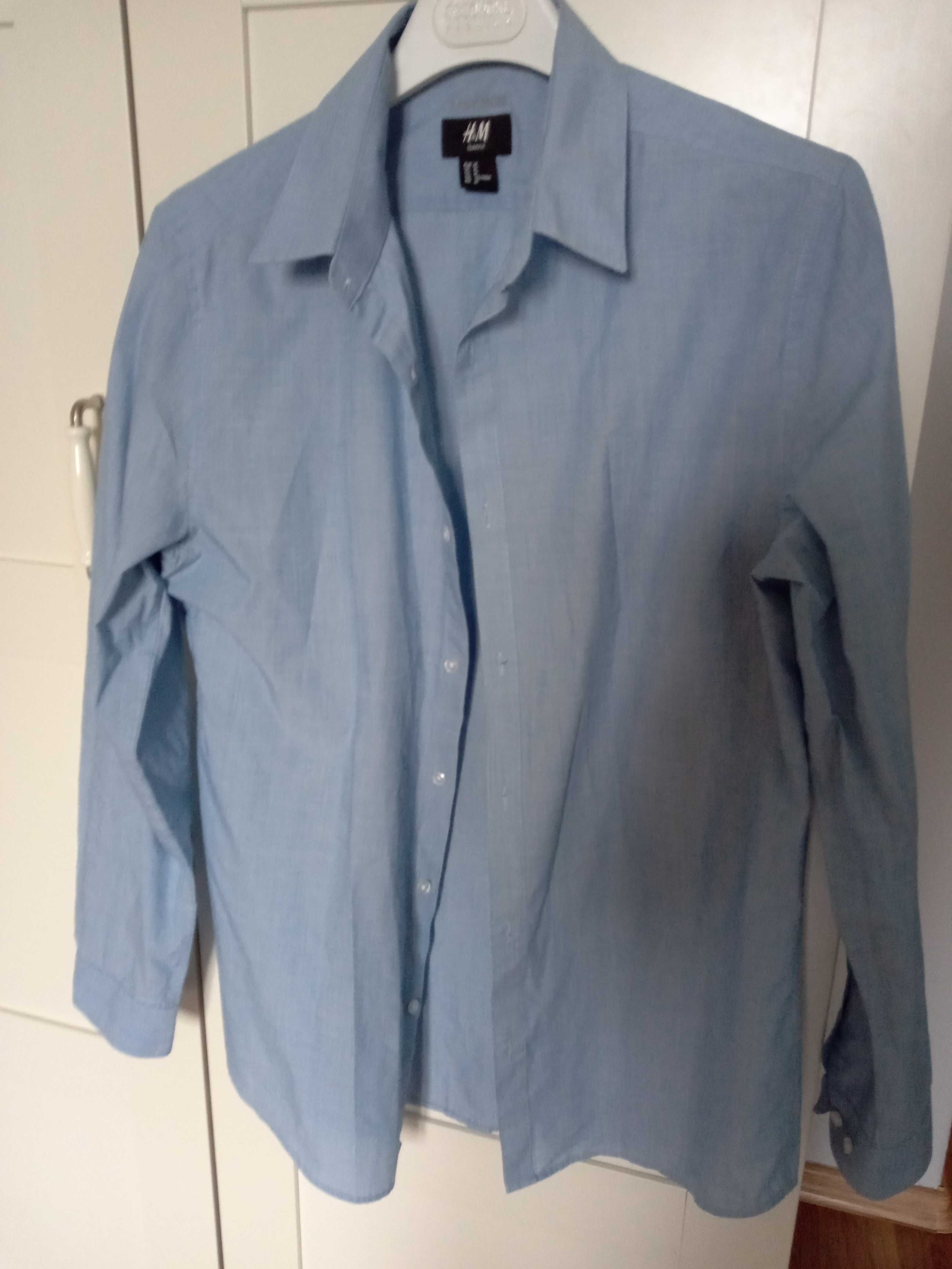 Koszula męska biała błękitna na 170 cm rozmiar M h&M