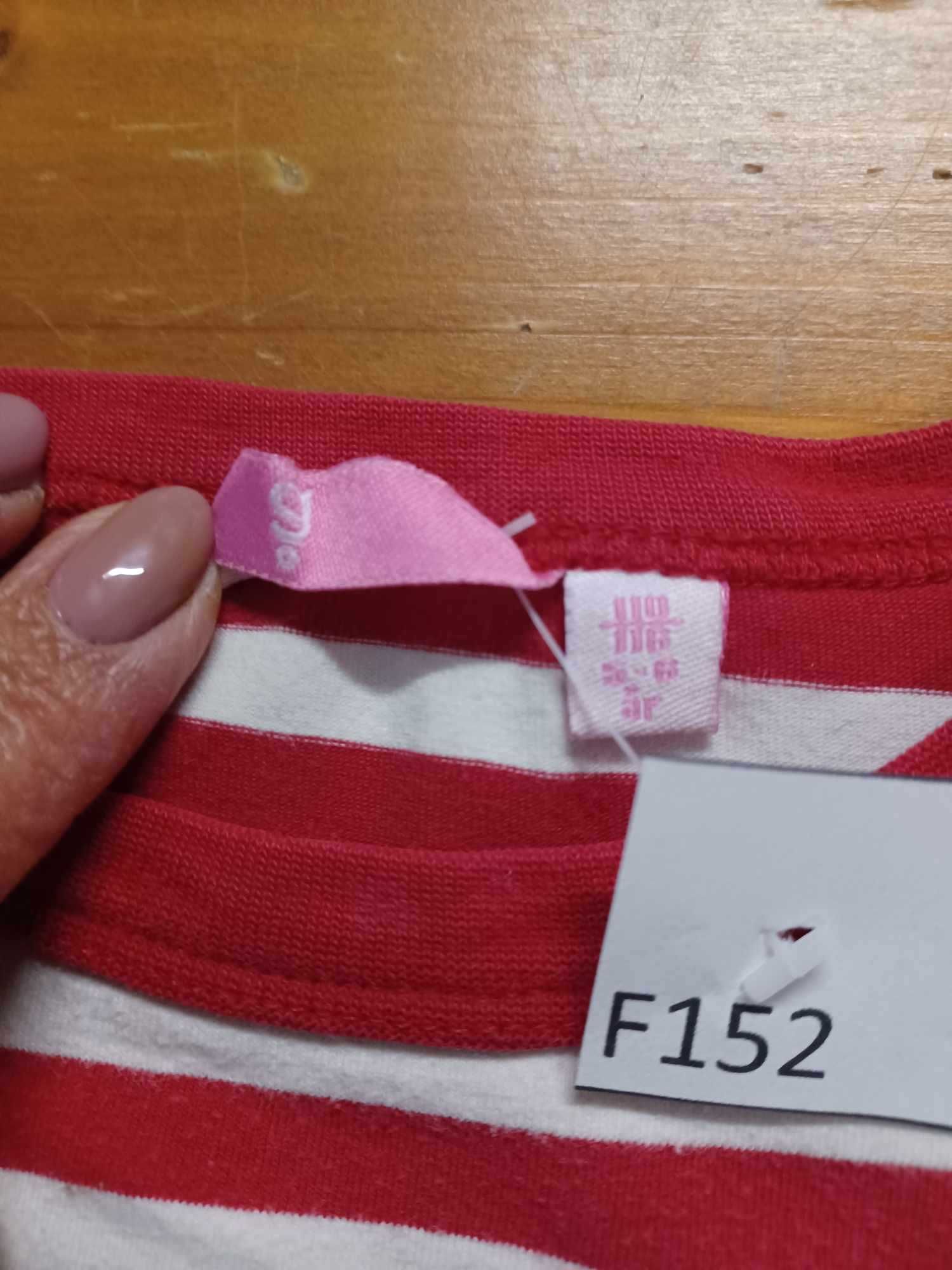 Bluzka dziecięca czerwono białe paski Pipi   r. 110/116