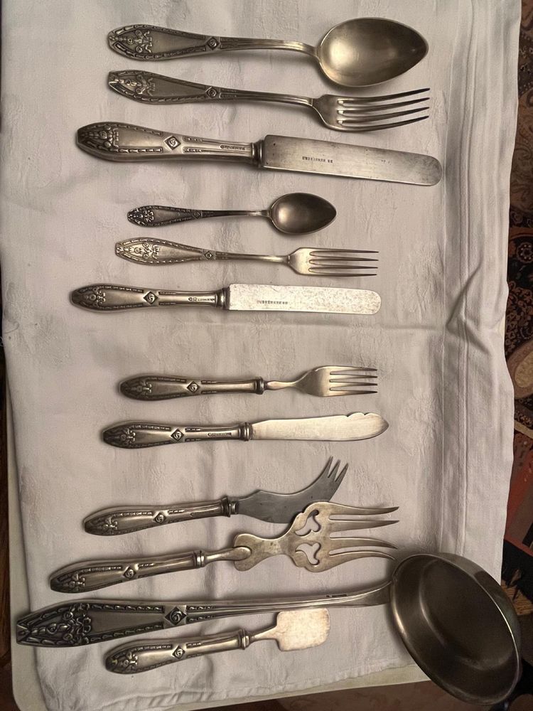 Sztućce srebrne platerowane Bracia Henneberg 24 osoby
