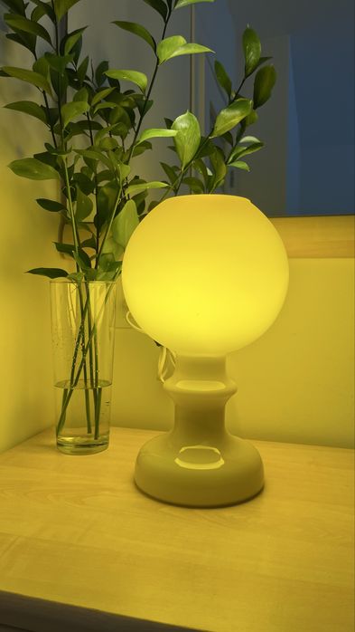 Polam Wieliczka 1970 r Szklana Żółta Lampa Lampka  PRL  Unikat