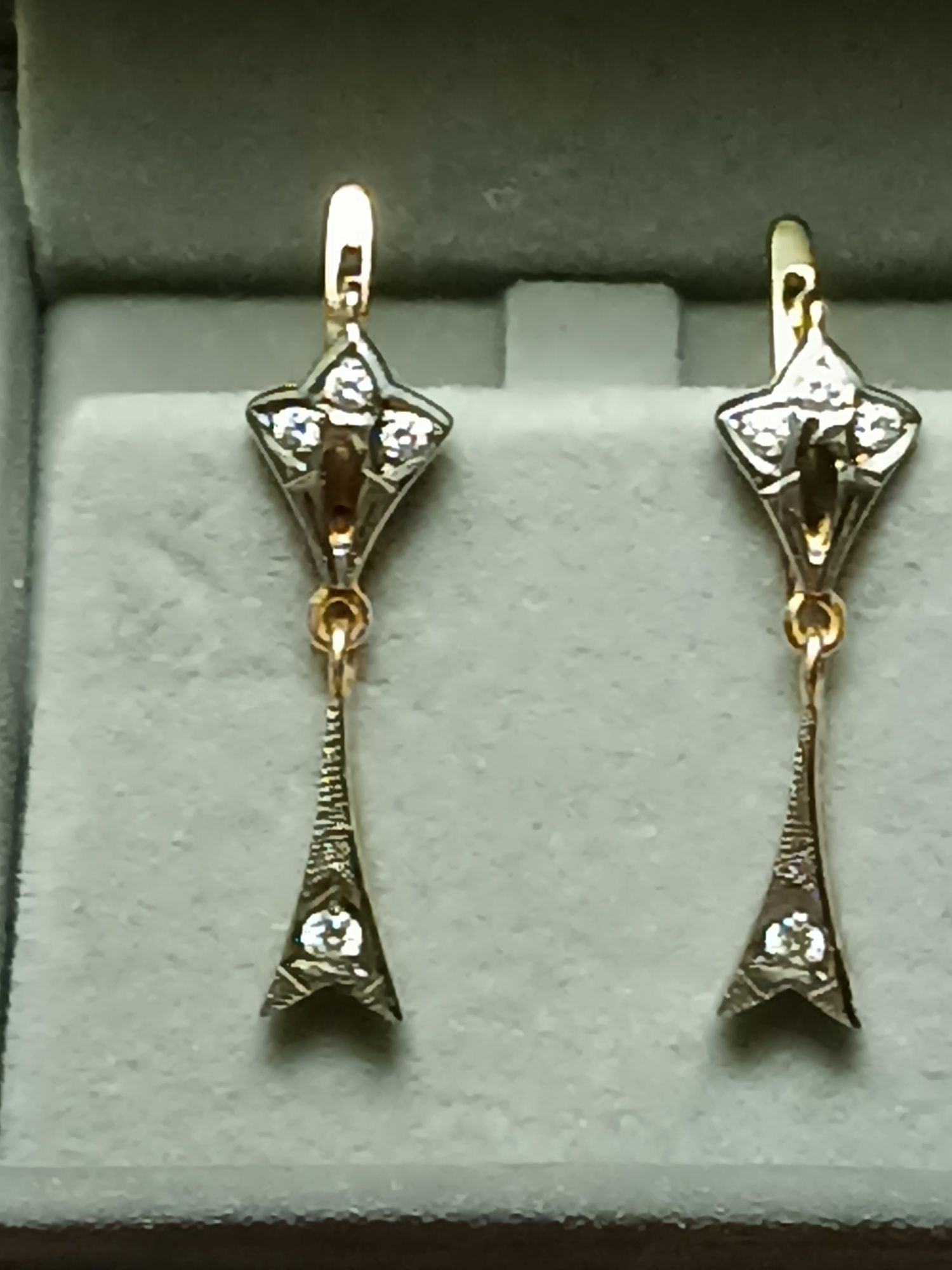 Серьги сережки  ссср 585 платина с бриллиантами з діамантами 5,4г