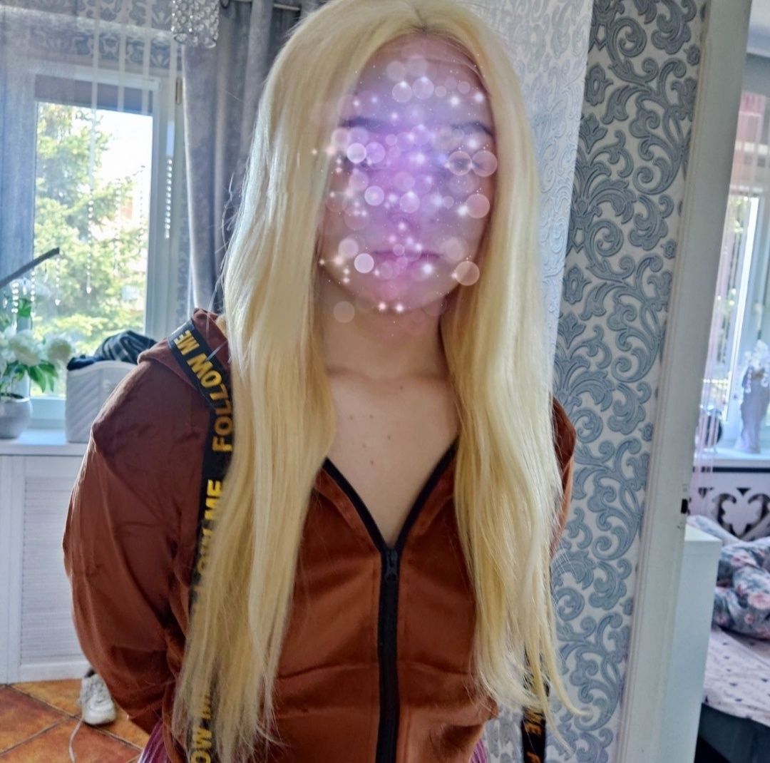 Włosy naturalne blond peruka 100% naturalna długa lace front nowa