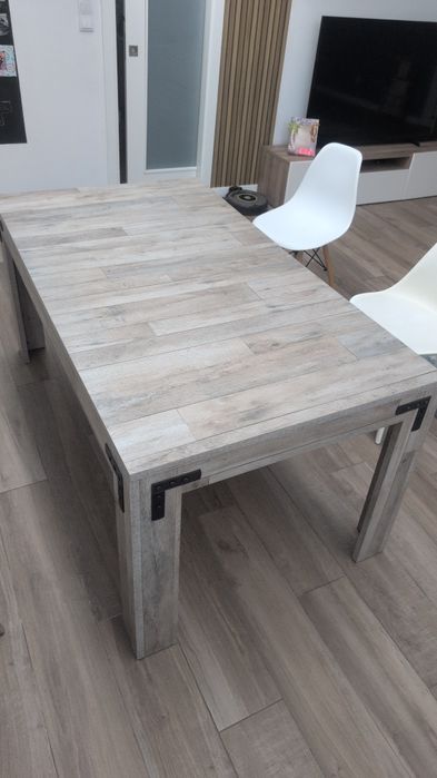 Mesa jantar extensível tons cinza