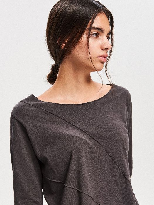 NOWA Reserved 38/M Bluzka Szara Grafitowa Bawełna Efektowna