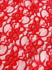 Koronka elastyczna czerwona tkanina cena za całą belkę ok. 50m