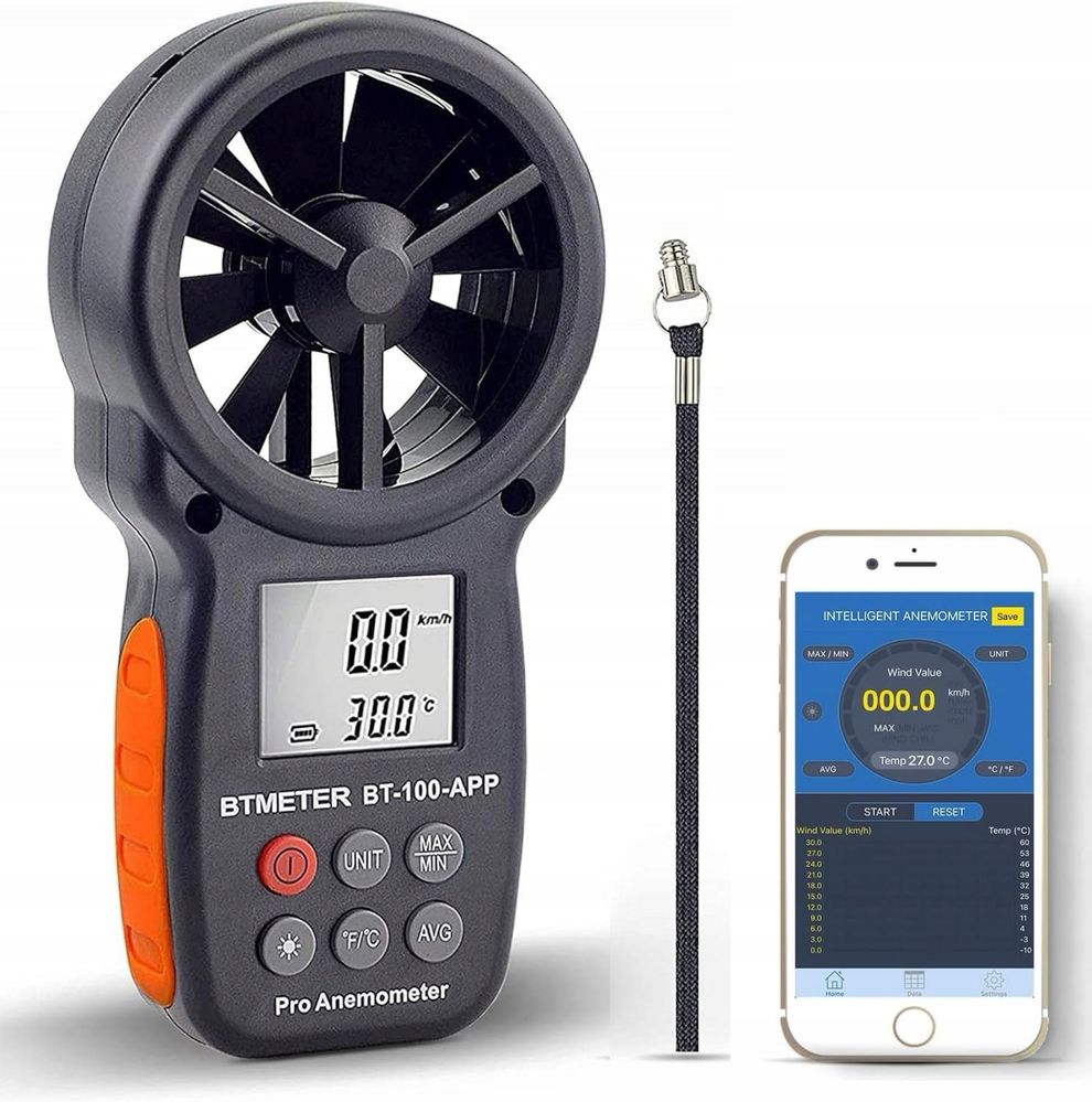 Cyfrowy anemometr LCD - ręczny miernik wiatru (CFM)