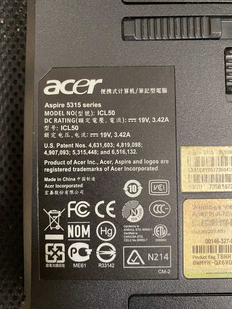 Ноутбук ACER Aspire 5315 ICL50 розборка або цілий
