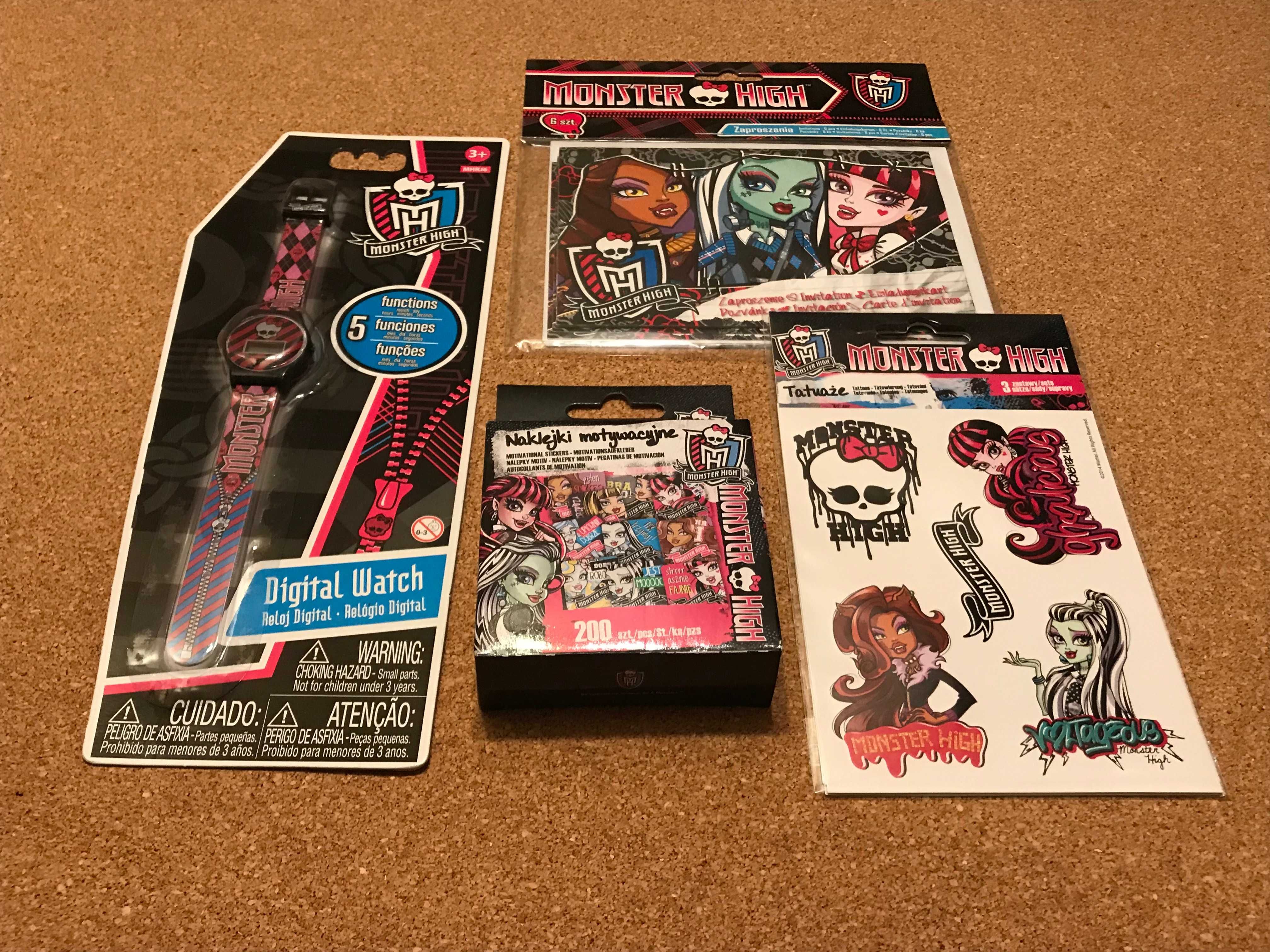 Zestaw Monster High - Naklejki, zegarek, zaproszenia, tatuaże