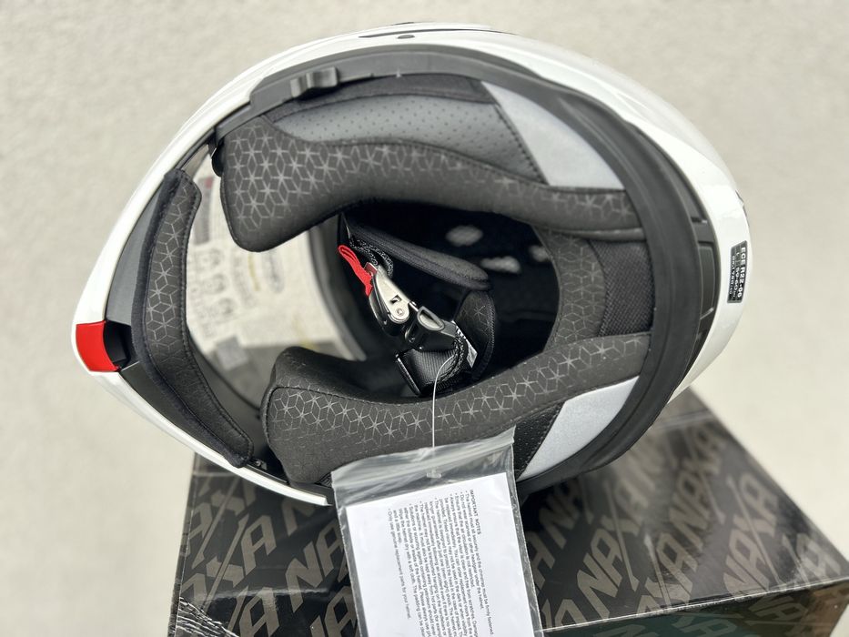 Kask motocyklowy modulowy NAXA FF1 rozmiar L 59-60cm Bialy, Szczekowy!