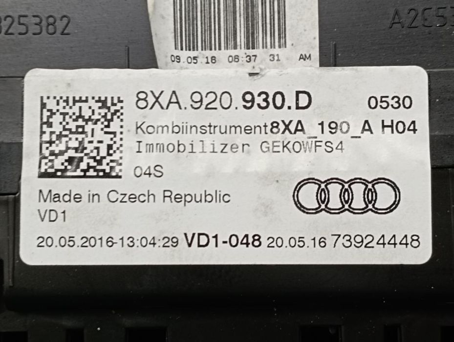 Quadrante / painel de instrumentos AUDI A1 Sportback (8XA, 8XF)