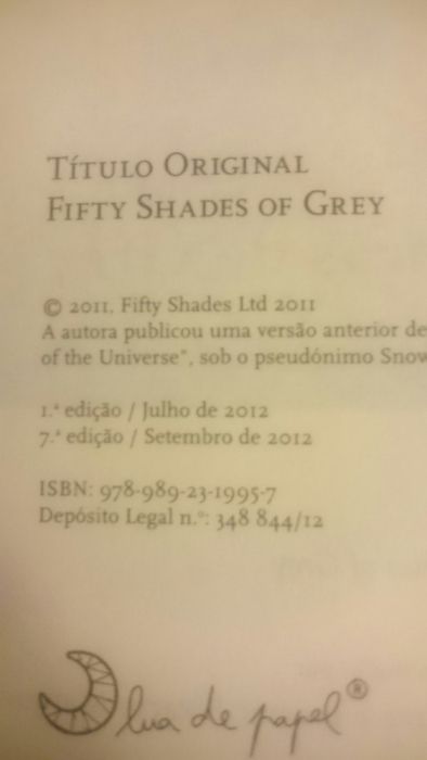 Livro As Cinquentas Sombras de Grey