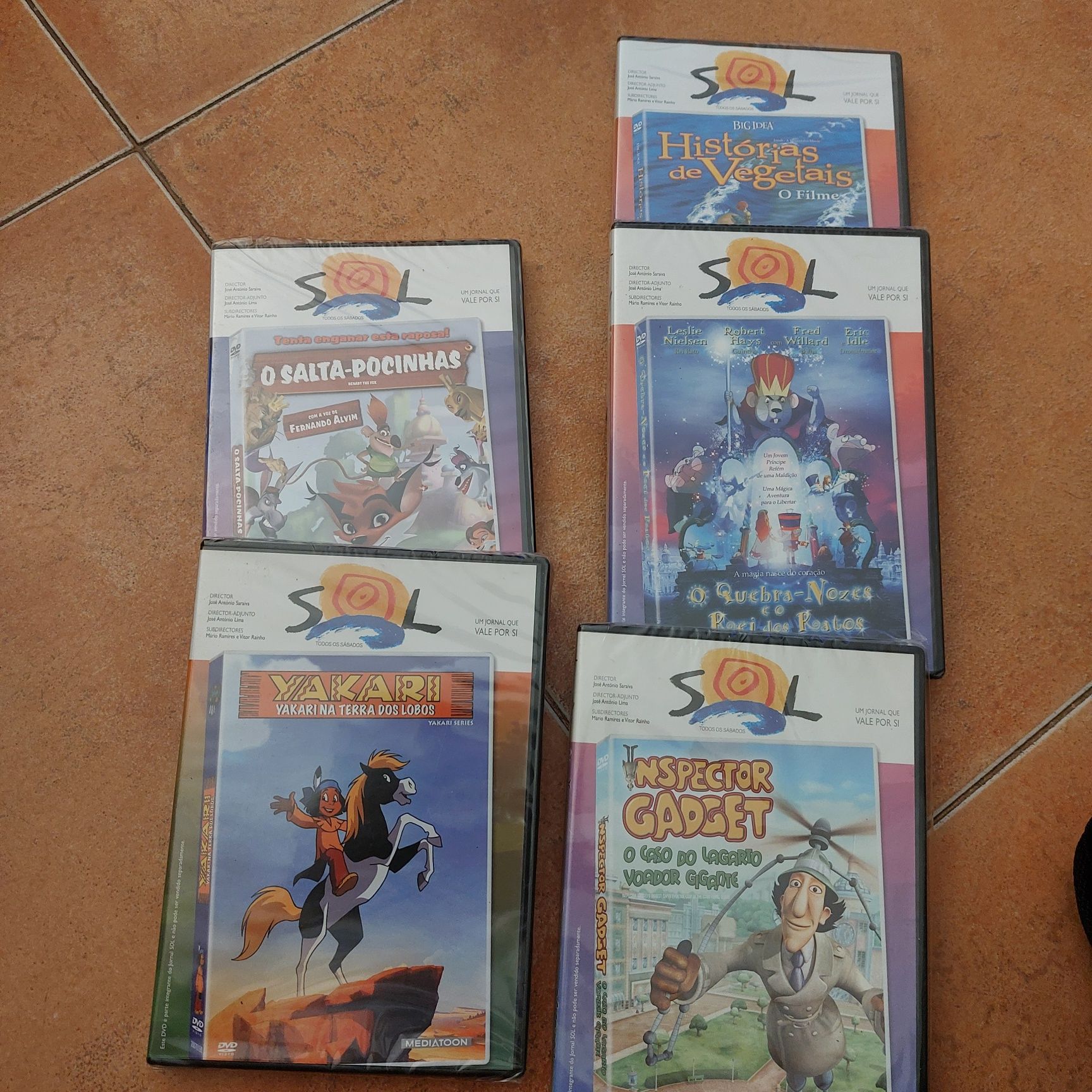 5 dvd infantis , da revista sol. Novos , em embalagem fechada