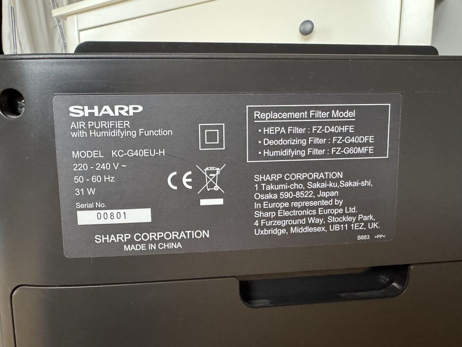 SHARP KC-G40EU-H oczyszczacz powietrza z nawilzaniem stan bdb