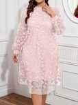 Sukienka Elegancka W Kwiaty 3D Ze Stójką Rozkloszowana Midi Shein 3Xl