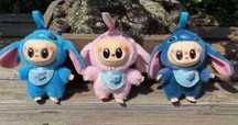 trio labubus stitch