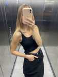 Top Mango XXS/XS dzianinowy czarny krótki crop prążek bluzka