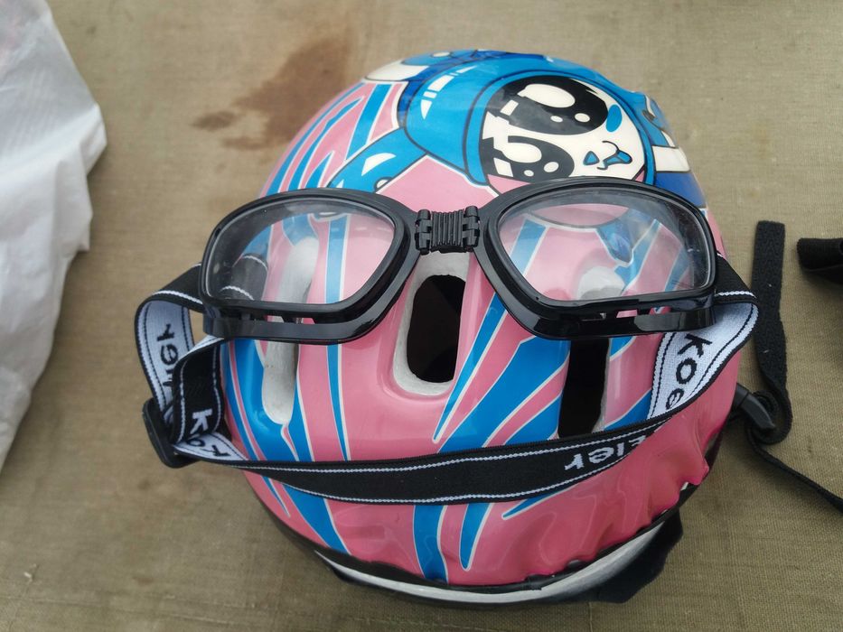 шлем-мото-вело синий с белым