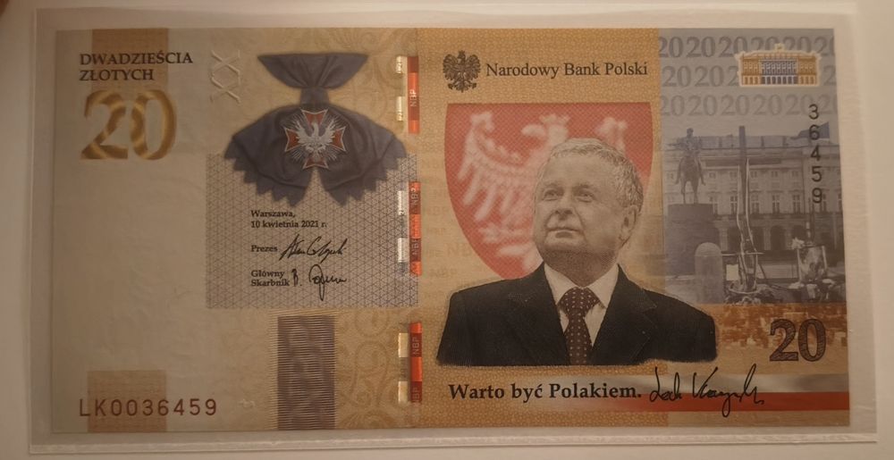Banknot 20 zł. Lech Kaczyński. Wyprzedaż. Okazja.