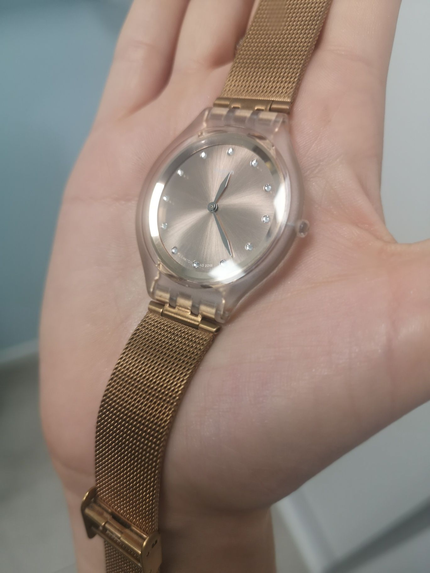 Zegarek swatch skin big stal miedziany różowe zloto