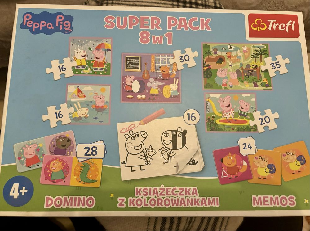 Super Pack 8 w 1 Peppa Pig - Puzzle, domino, memory 4+
