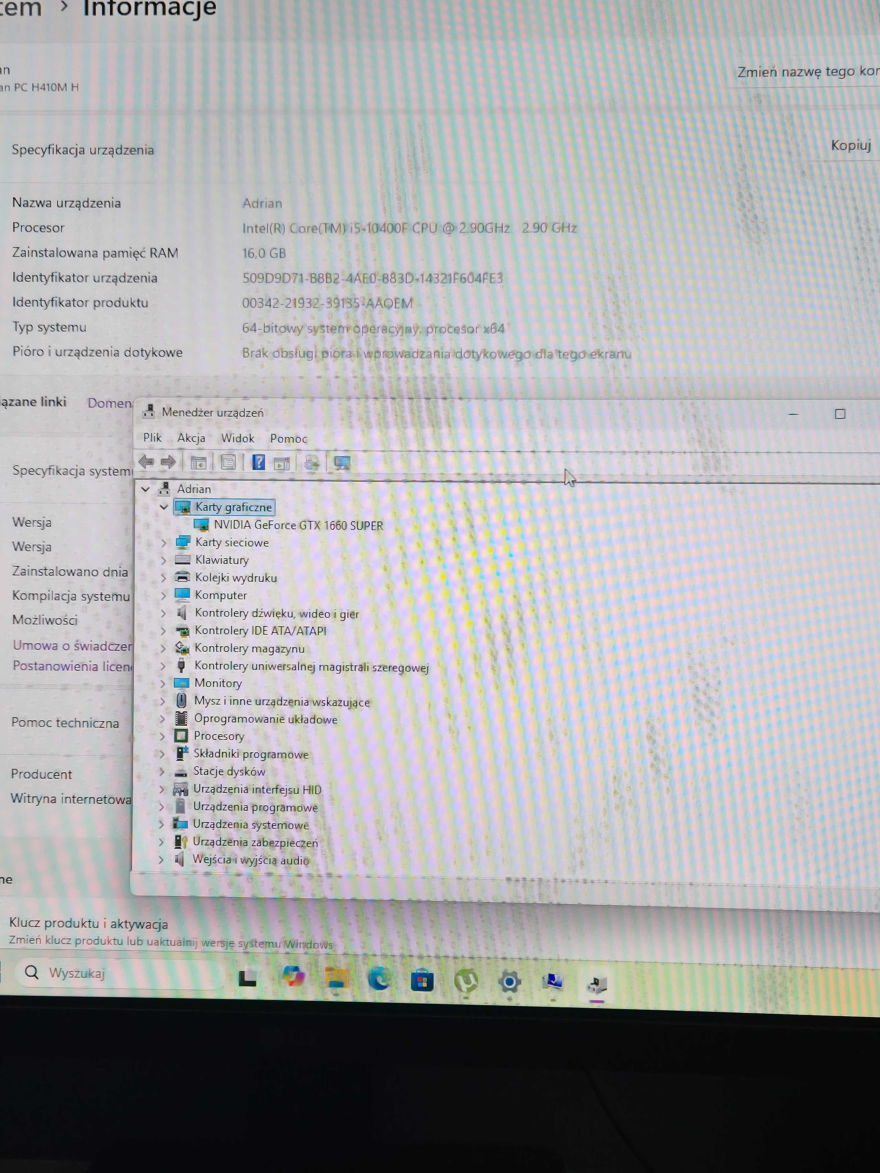 Komputer stacjonarny Intel i5 10400f GeForce GTX1660 Super