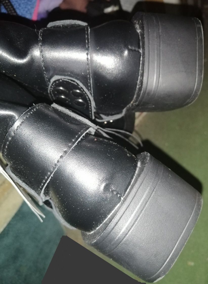 SKÓRZANE! buty Kozaki Botki Bikery SKÓRA NATURALNA! Reserved Premium