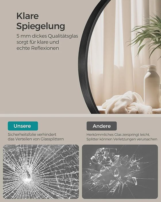 Lustro okragłe kolor czarny