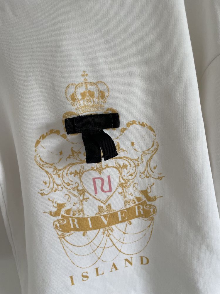 Sukienka bluza river island 92 biała różowo złota z kapturem