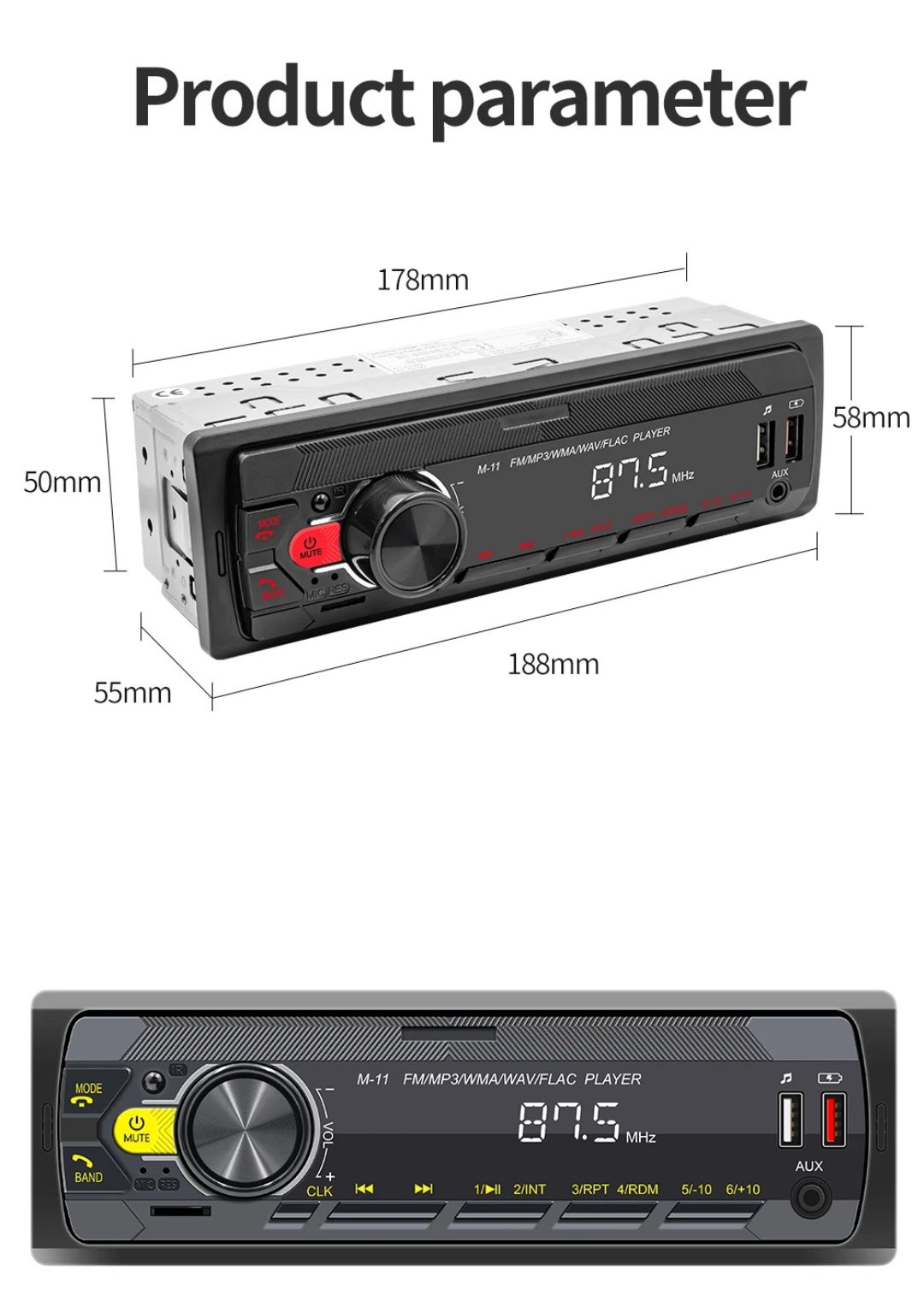 Rádio universal 1din com bluetooth USB AUX FM NOVO