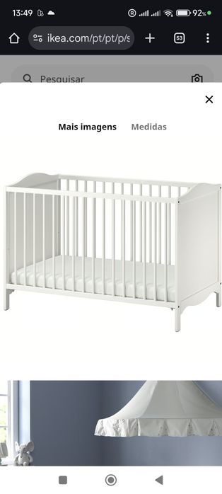 Berço Ikea, branco, 60x120 cm