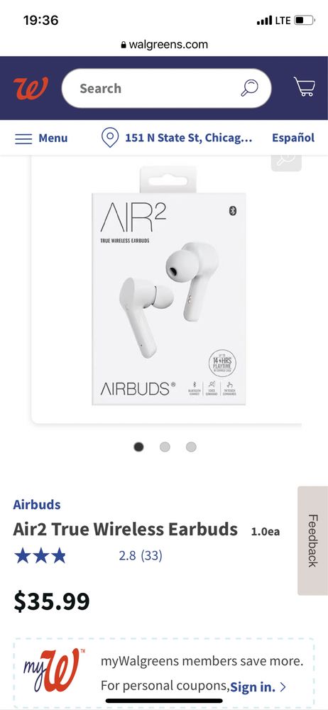 Air 2 Airbuds białe słuchawki bezprzewodowe