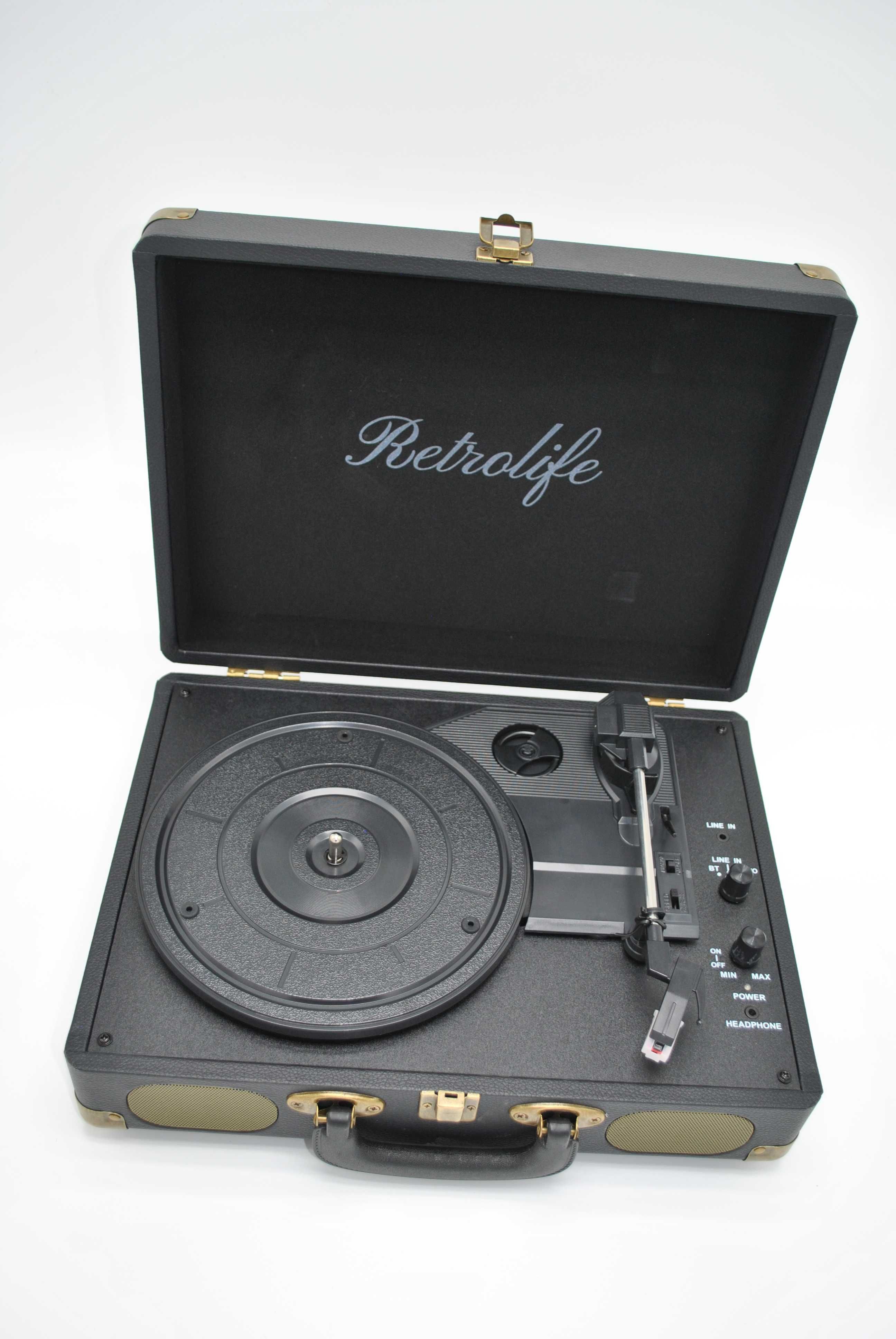 Вініловий програвач Retrolife R609 з Bluetooth і динаміками, новий