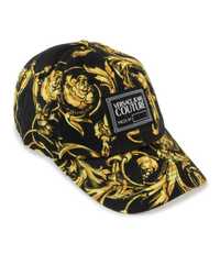 VERSACE JEANS COUTURE Czapka z daszkiem Czarna/złota Unisex Oryginalna