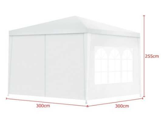 Namiot ogrodowy z ściankami 3x3x2,55m pawilon biały, zdejmowane ściany