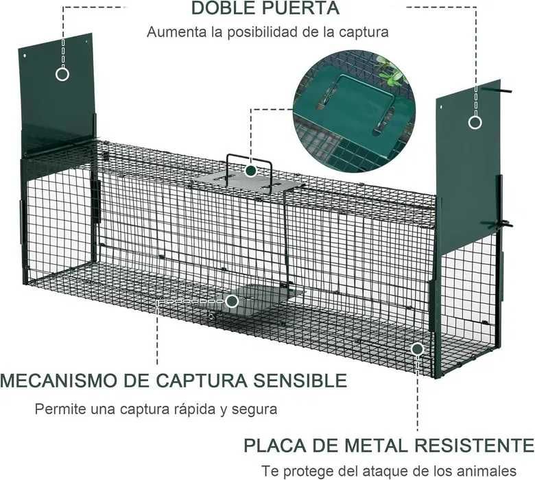 Armadilha para animais vivos com 2 portas 135x53x39cm