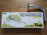 Antena telewizyjna UHF Dipol 17/21-60 Tri Digit Mini + Uchwyt