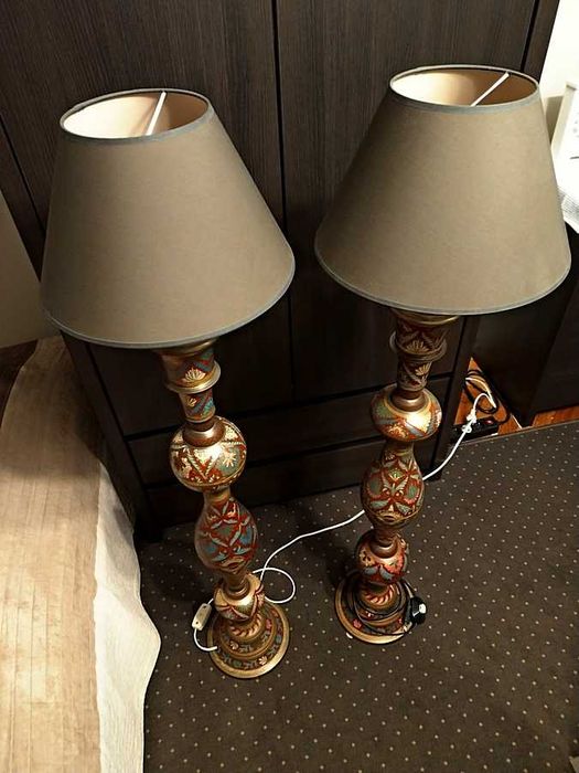 unikalna stylowa lampa stojąca lub stołowa metal mosiądz 2szt - GRUZJA