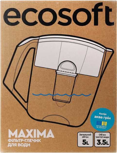 5 л. Фильтр-кувшин Ecosoft Maxima Аквагрин FMVMAXIMADGECO с картриджем