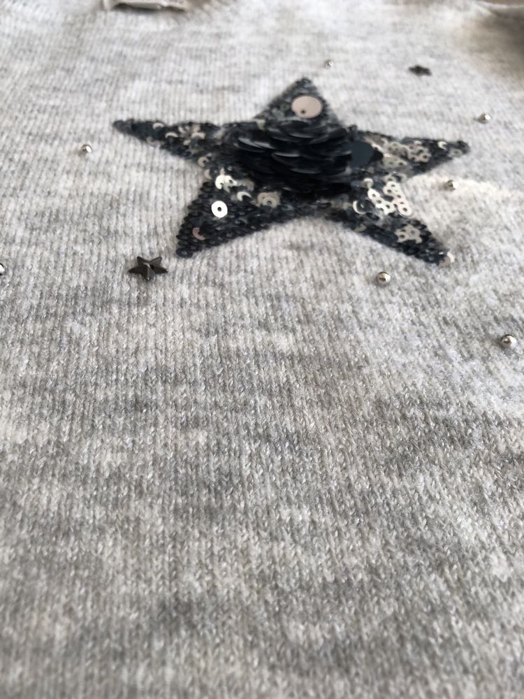 Szary sweter z wełną, M, Monsoon, aplikacja z cekinami