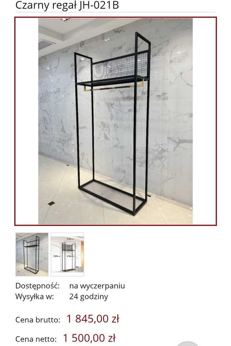 Czarny regał wolnostojący sklepowy