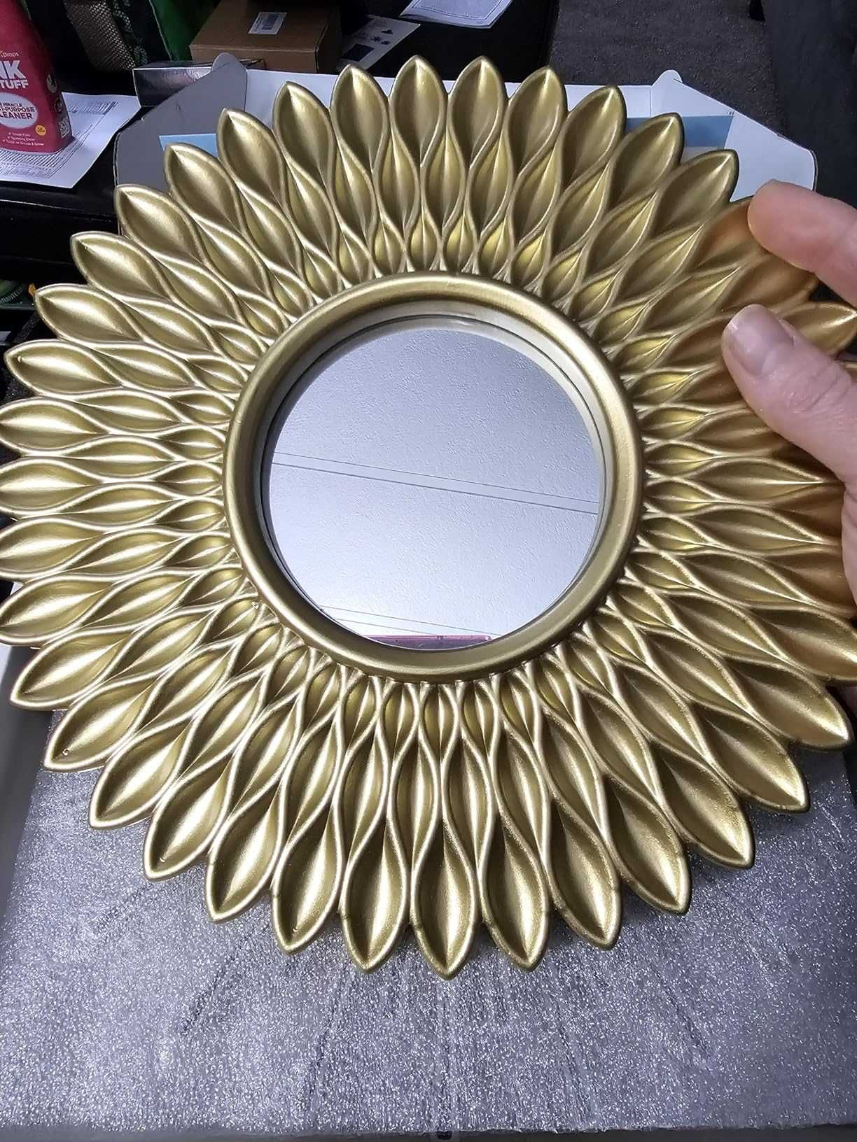 Dekoracja zestaw 3 luster w złotych ramkach do domu na ścianę
