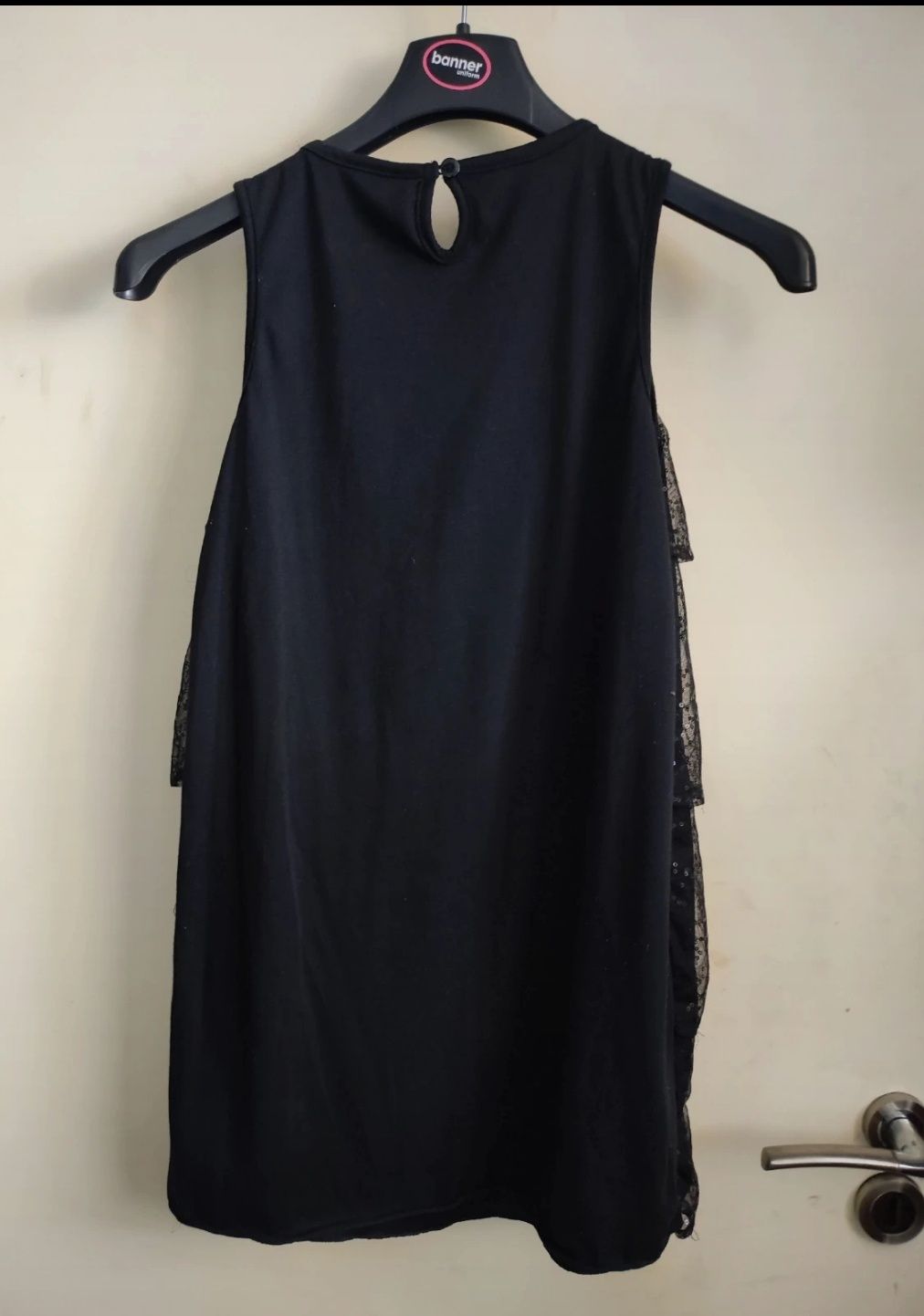 Czarna Galowa Sukienka Dziewczęca z Cekinami 158