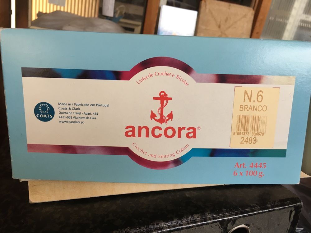 Linhas ÂNCORA 100 grs número 6, número 12, número 20 (branca e bege)