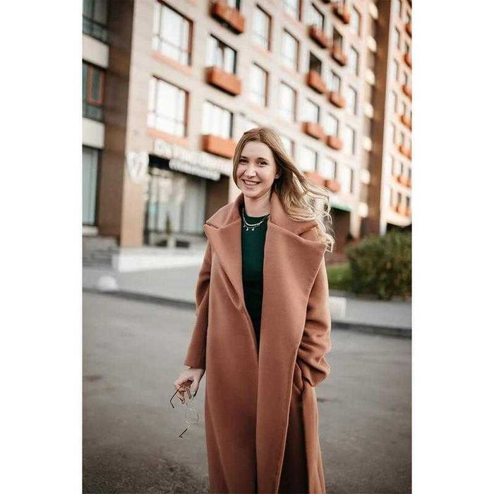 Кашемірове пальто халат nuances, супер склад, теракотовий колір