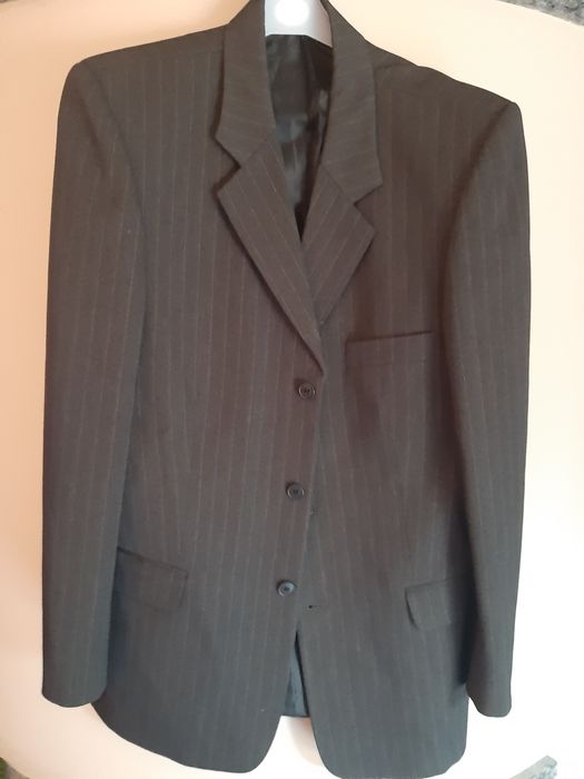 Marynarka 182cm 50 szara prążki męska elegant garnitur