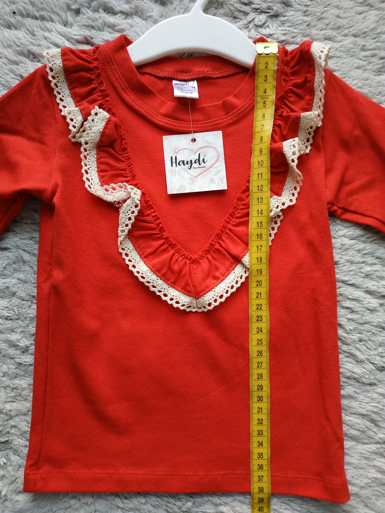 Nowa bluzka dziewczęca z falbaną/czerwona/święta/prezent/Haydi/r.92/98