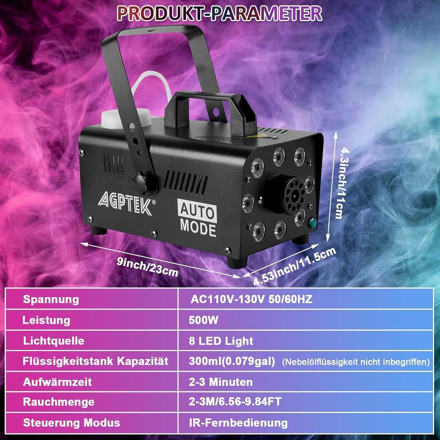 Mocna Maszyna Wytwornica Dymu Dymiarka Mocna 500w Rgb WESELE IMPREZA