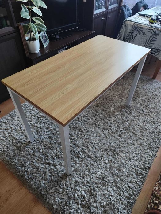 NOWY Stół Stolik Do Jadalni Salonu Kuchni Biały Stelaż Jasny Blat